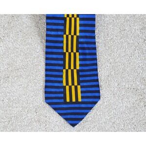 Bachrach Men's Neck Tie Blue Black and Gold 100% Silk Italy